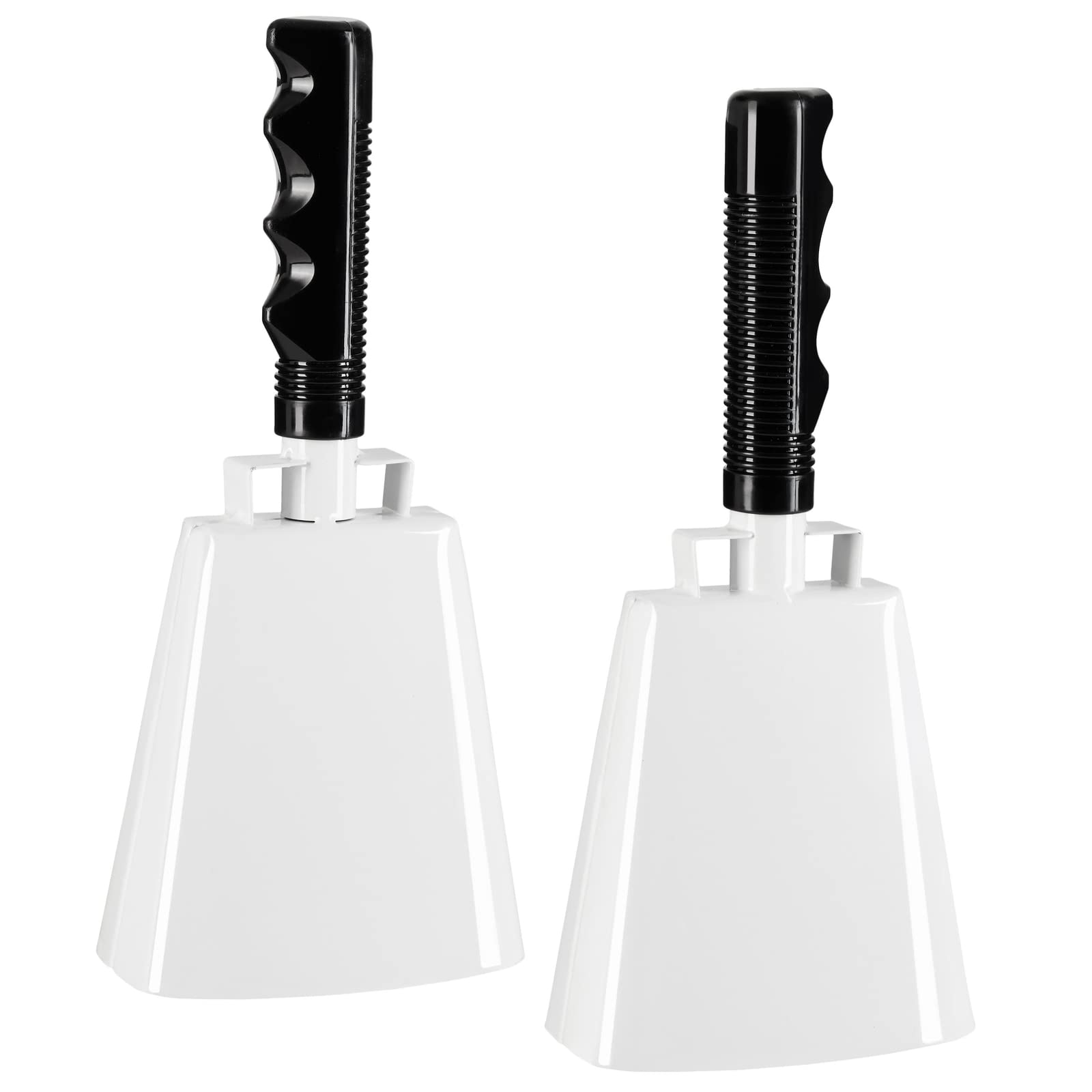 Photo 1 of BLUE PANDA 2 Pack Cow Bells - Cowbells for Sporting Events - Percussion Noise Makers with Handle for Football Games, Stadiums (White Cowbell) 9.5-inch Cow Bell