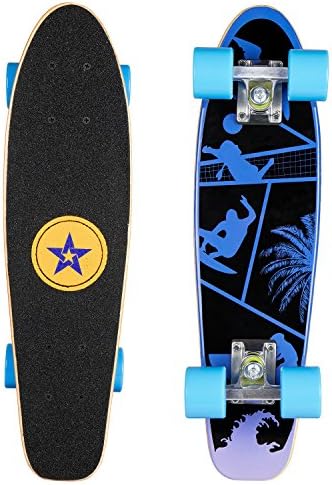 NAVESTAR Cruiser Skateboard 22" Mini Skateboard Complete with Maple Wood Deck, Smooth Bearing, 82A PU Wheels for Beginners, Kids, Boys, Girls, Youths