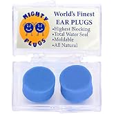 Mighty Plugs Pure Beeswax Ear Plugs for Sleeping, Snoring Noise Reduction, Swimming &ndash; Moldable Wax Earplugs, Reusable, Waterproof for Shower, Comfortable for Side Sleepers (1 Pair)
