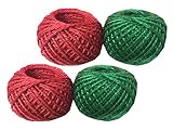 HipGirl Holiday Ribbon and Trim (4x100ft Natural Burlap Jute Twine--Christmas. Art Craft or Industrial Materials)