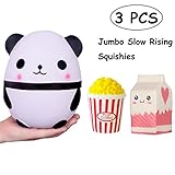 TOYHUYI Pack of 3 Jumbo Slow Rising Squishies Kawaii Popcorn Milk Box Panda figure Charms Scented Squeeze Toy, Stress Relief Toy For Fun