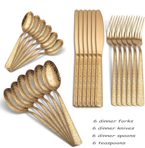 ZERIFAM Cutlery Set, 24 Piece Flatware Set, Food Grade Stainless Steel Flatware Sets, Mirror Finished Utensil Sets for Home Restaurant, Dishwasher Safe, Rust Resistant, Restaurants and Home Use