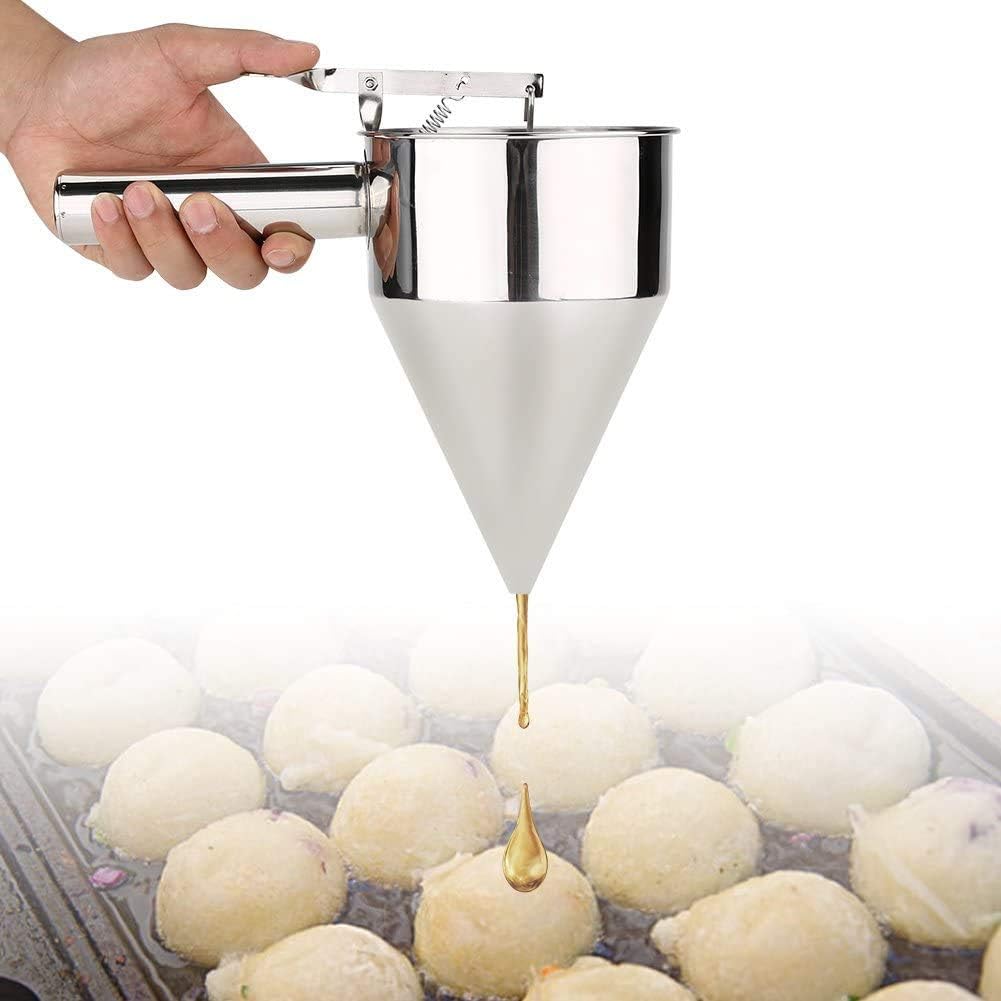 DSZZ Health 2 PCS Stainless Steel Batter Pancake Ball Dispenser Stainless Steel Stirring Batter Separator Funnels for Takoyaki Machine Pancake Cream Tools