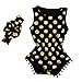 Messy Code Baby Romper Onesies Girls Clothes Gold Dot Jumpsuits Headband Outfit Sleeveless Boutique Black Medium / 12-18Month