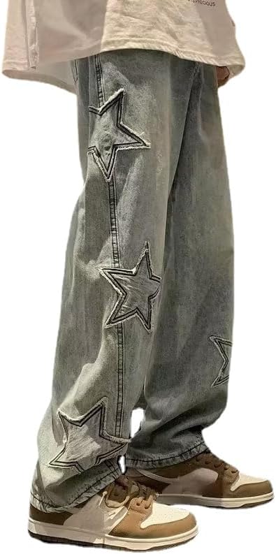 Y2K Baggy Jeans Womens Fairycore Star Patchwork Denim Cargo Pant