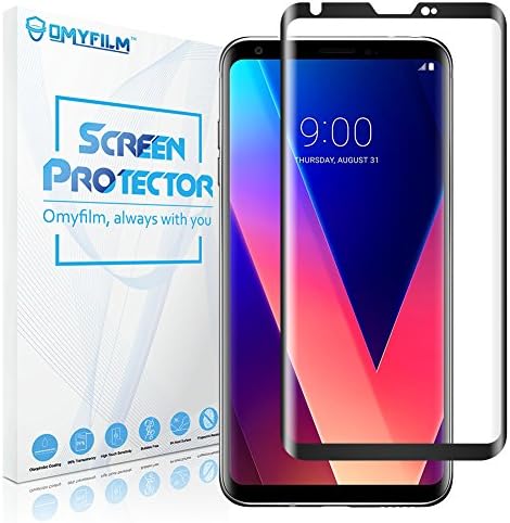 LG V30 Screen Protector, OMYFILM LG V30 Tempered Glass 3D Curved [3D Edge Full Screen Coverage] [Easy installation] Glass Screen Protective Film For LG V30