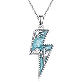 ONEFINITY Lightning Bolt Pendant Necklace 925 Sterling Silver Turquoise Necklace Western Jewelry Gifts For Women Men