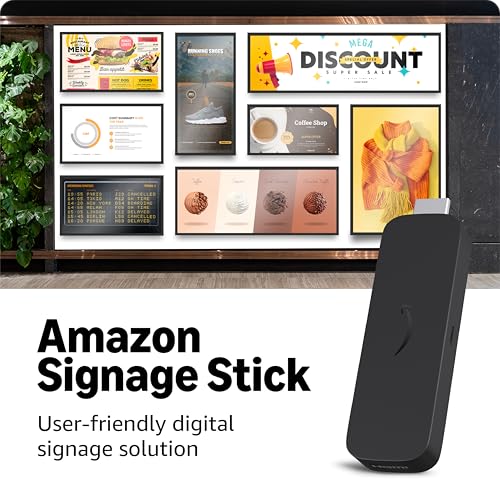 Amazon Signage Stick – Professional Digital Signage 4K Media Player – Designed for Businesses of All Sizes, Easy Setup, WiFi 6E, and CMS Compatibility 