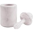 Radicaln Marble Honey Pot 5.5'' Inches White Handmade Honey Jar with Dipper and Lid - Honey Dispenser For Kitchen Tabletop, Mini Honey Jars For Countertop Storage