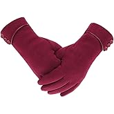 Tomily Womens Touch Screen Phone Fleece Windproof Gloves Winter Warm Wear