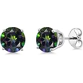 Gem Stone King 2-4 Cttw Round Gemstone Birthstone Stud Earrings For Women Men | 925 Sterling Silver | Round 7MM | Fine Jewelry Gifts for Her Mom Women Wife Men