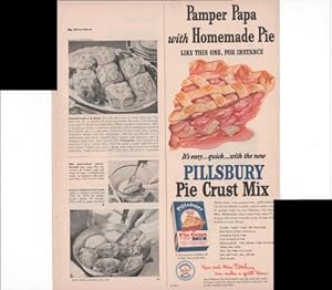 Image of Pillsbury Pie Crust Mix Pamper Papa With Homemade Pie Baking Home 1948 Original Vintage Advertisement