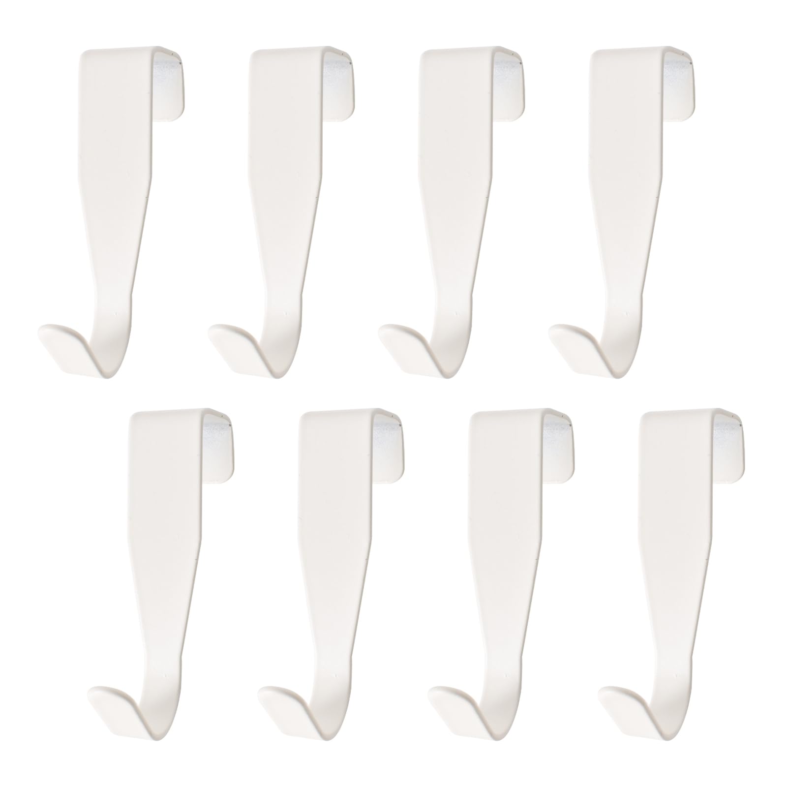8pcs White Metal Over Door Hooks - Space Saving Clothes Hangers, No Nails Required - For Bathroom, Bedroom, Wardrobe