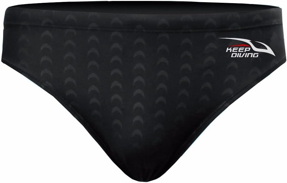 KEEP DIVING Men's Solid Brief Swimwear Swim Trunks Sexy Boxer Competition Quick Dry Swimsuit (5XL)