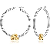 Large Gold Knot Hoop Earrings for Women 18K Gold Hoop Earrings Statement Lightweight Hoops Trendy Gold Hoops Earrings Jewelry