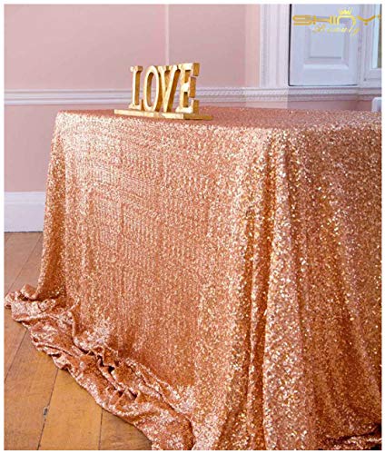 90x90-Inch Sequin Rose Gold Tablecloth Sequence Rosegold Tablecloth Fancy Table Cloths for Weddings~0117E