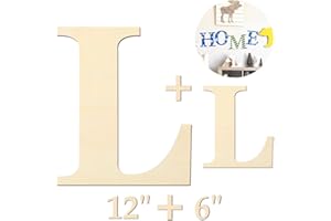 HEKOOLA Large Wooden Letters 12 inch Wood Letters for Crafts Projects Small Wooden Letters 6 inch for Wall Decor Home Decor Birthday Party Wedding Decorations Unfinished Wood Crafts to Paint (Wooden Letter L)