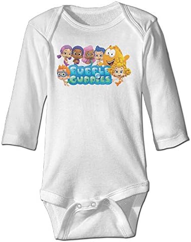 Baby Infants 100% Cotton Long Sleeve Onesies Toddler Bodysuit Bubble Guppies Baby Onesies White Size 24 Months