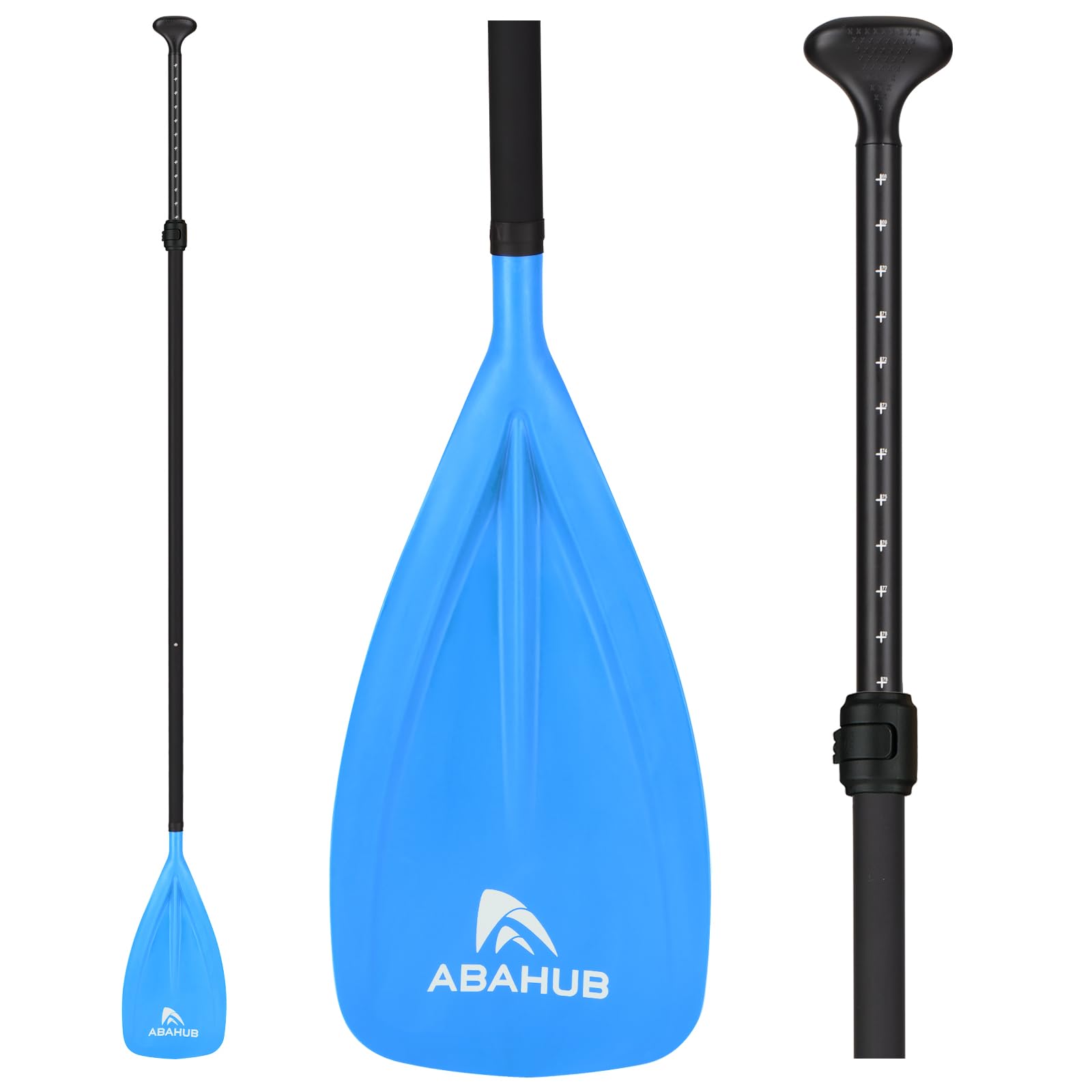 Abahub SUP Paddles - 3 Piece Adjustable Stand up Paddle - Lightweight Oar for Paddleboard, Adjustable Aluminum Alloy PU Coated Shaft 68" - 84", Blue Plastic Nylon Blade