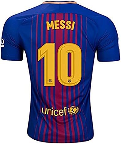 Newois New Season Barcelona Home Messi #10 2017-2018 Soccer Jersey For Men's Color Blue Size S