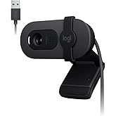 Webcam Full HD Logitech Brio 100 com Microfone Integrado, Proteção de Privacidade, Correção Automática de Luz e Conexão USB-A