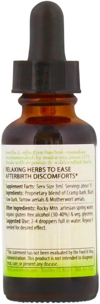 WishGarden Herbs AfterEase Tincture - Postpartum Contraction Drops for After Birth Pain Relief with Cramp Bark and Organic Black Haw, After Birth Essentials for Mom, 1 Ounce: Health & Personal Care