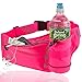 Athle Sport Running Fanny Adjustable Running Belt with Water Bottle Holder and Pouch - 360° Reflective, Travel Fanny One Size Fits All Phones - Hot Pink