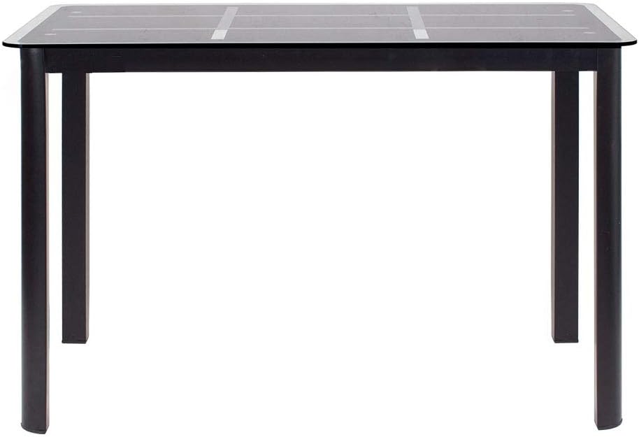 Stream Rectangular Black Glass Dining Table with Chromed Legs for Home Kitchen(glass table)