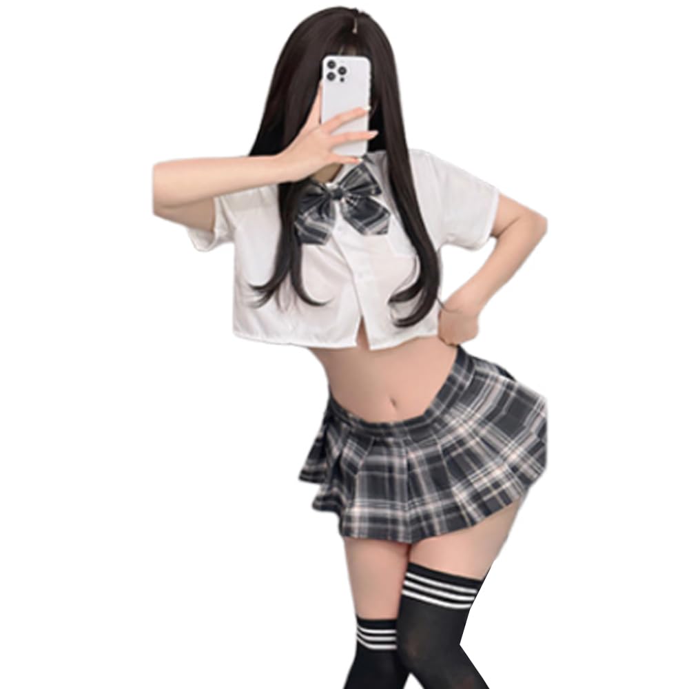 LIKENNY Sailor Outfit, 4-Piece Set, Sexy Cosplay, High School Student, Schoolgirl, JK, Uniform Temptation, Cute, Mini Skirt, Women's Costume, Halloween, Christmas, Popular Cosplay