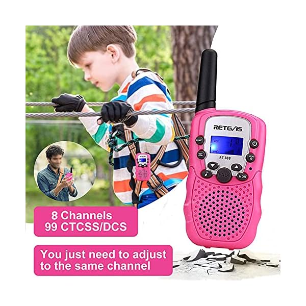 Retevis-RT388-Kids-Walkie-Talkies-PMR446-8-Channels-Pink-Walkie-Talkie-for-Girls-Flashlight-VOX-Children-Toy-Gifts-for-Kids-Easter-EggsPink1-Pair Retevis RT388 Walkie Talkies for Kids, Long Range 8CH Toy Gifts for 3-12 Years Old Boys Girls, with Backlit LCD…
