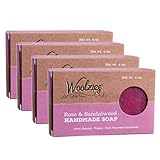 Woolzies 100% Natural Moisturizing Soap Bars Handmade (4, Rose & Sandalwood)