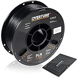 OVERTURE PLA Filament 1.75mm with 3D Build Surface 200mm Ã— 200mm 3D Printer Consumables, 1kg Spool (2.2lbs), Dimensional Accuracy +/- 0.05 mm, Fit Most FDM Printer, Black