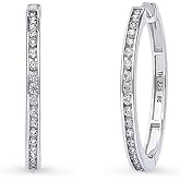 BERRICLE Sterling Silver Gold Flashed CZ Small/Large Statement Hoop Earrings for Women, Minimalist Simulated Diamond Cubic Zirconia Trendy Huggie Earrings - Bar, Double Row, Inside-Out Designs