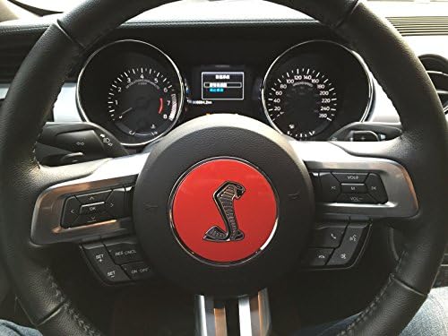 Exotic Store FM-85R 3D Modified Metal Mustang GT350 Steering Wheel Horn Emblem Sticker Ford Mustang Shelby Cobra Snake Badge 2015-2017 (RED)