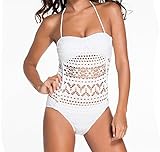 Yinhua Women 's Crochet Lace Halter Straps Bathing Suit One Piece Bikini Sexy Swimsuit Swimwear