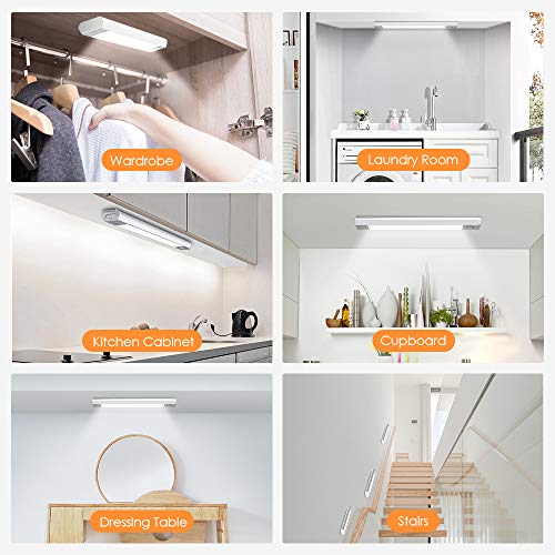 bedee 60 LED Closet Light, Rechargeable Motion Sensor Light,120 °Angle Adjustable USB Under Cabinet Light Wireless Luxury Aluminum Night Lighting for Kitchen Cabinet, Closet, Wardrobe, 2 Sensor Modes