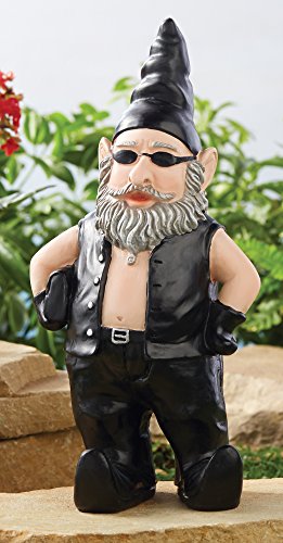 Gnome Garden Sculpture - Biker Gnome Funny Garden Decor, Indoor or Outdoor Use