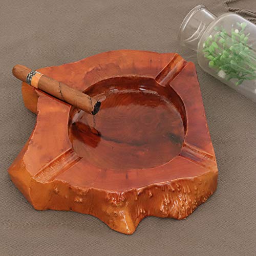 Woho Large Cigar Ashtray for Outdoor Patio, Wooden Ash Tray for Indoor Home Office, Cool Cigar Accessorie and Gift Set for Men(4 Slots, Around 9inch)