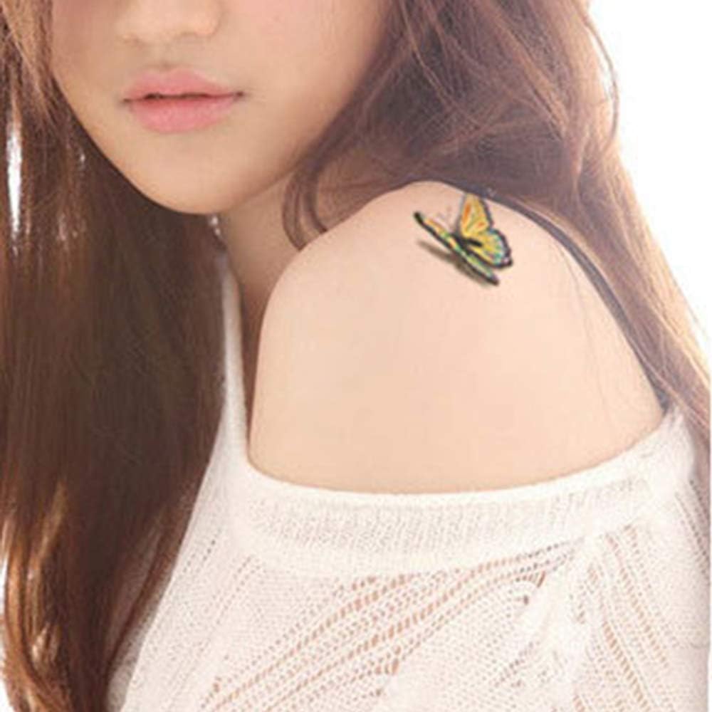 Yesallwas Temporary Feather Butterflies Tattoos for women 4 Pcs Feather Butterflies Tattoo Sticker Fake Flowers Tattoos for kids girls teens,waterproof and Long Lasting body tattoos - Image 3