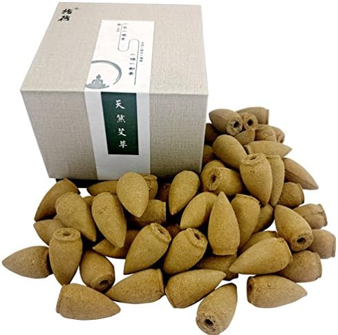 Yatao 55pcs/box Backflow Incense Cones Meditatio Waterfall Smoke Fountain Sandalwood Insent Stand (Wormwood)