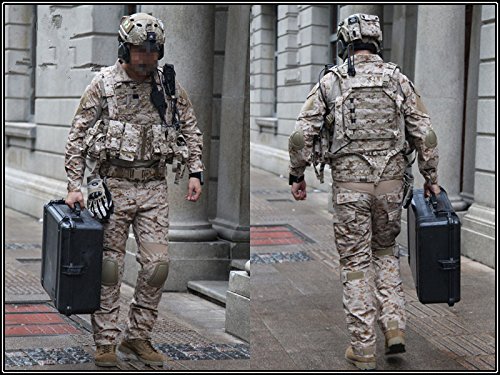 Army Military Equipment Airsoft Paintball Shooting Uniform Tactical Navy Seals Combat Uniform Shirt Pants Knee Pads AOR1 (M)