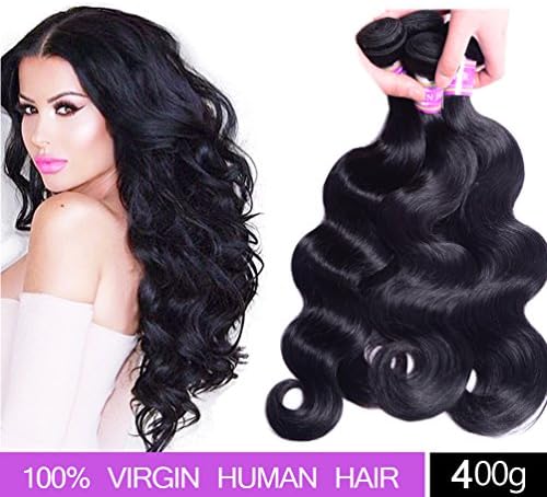 Brazilian Virgin Hair Body Wave 4 bundles, AliBarbara 8A 100% Unprocessed Virgin Human Hair Extensions Natural Color (14 16 18 20)