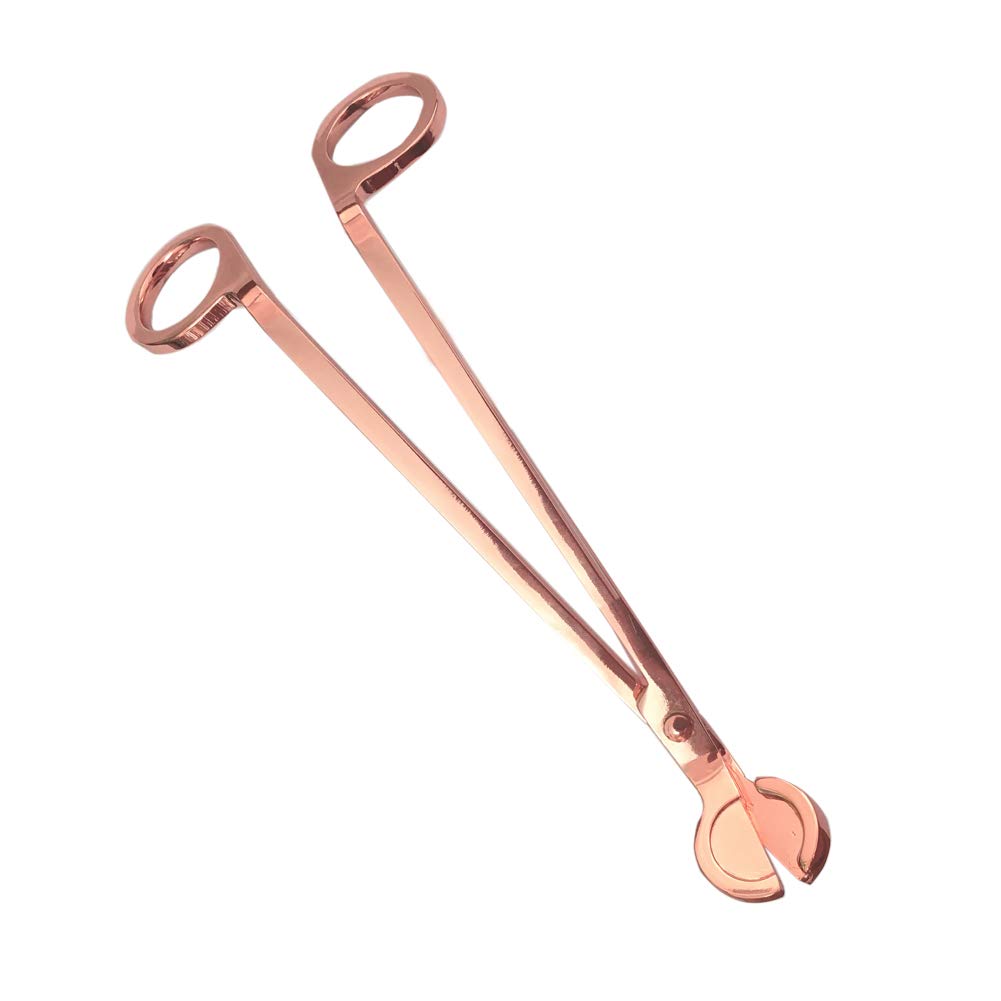 Ainkou Candle Wick Trimmer Stainless Steel Wick Clipper Cutter Oil Lamp Candle Accessories Trimmer Scissors Cutter - 7 Inch (Rose Gold)