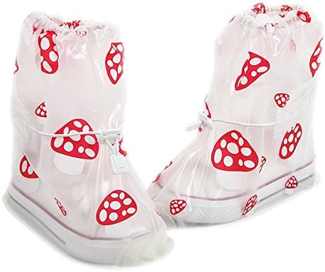Dragon Land Fashion Waterproof Shoe Covers with White Cute Mushroom Rain Snow Overshoes for Children Non-slip Safe Galoshes Boots for Fishing, Cycling, Outdoors Sports