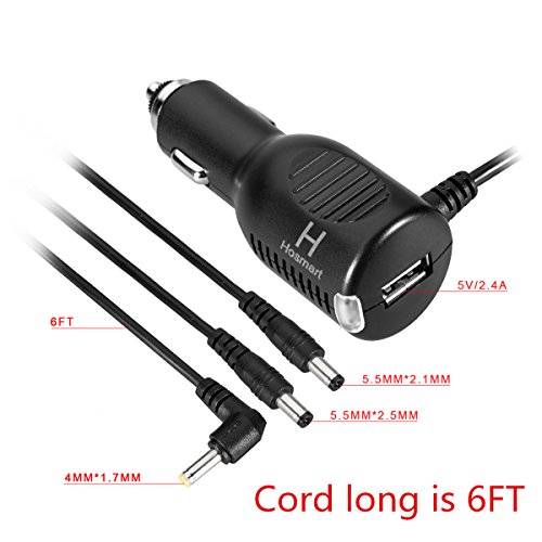 Hosmart USB Car Charger 5V/2.4A & 6FT 12V/3A for Philips Sylvania Portable DVD Player and Baofeng Uv-5r 5r Plus,5re Plus