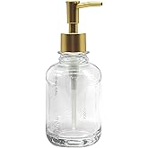 UHEY HOME Glass Soap Dispenser Bathroom Kitchen11.8oz Refillable Liquid Soap Dispenser with Rust-Proof Plastic Pump