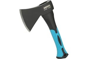DESHIL 10” Outdoor Hatchet Forged Carbon Steel Heat Treated Hand Tool, Fiberglass Shock Reduction Handle with Anti-Slip Grip