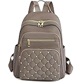 Farcauo Small Backpack for Women Khaki Mini Travel Backpack Purse Small Purses Cute Lightweight Back Pack Trendy Studded Bag