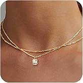 HERIER Diamond Pendant Necklace for Women, Dainty Gold Necklace 18k Gold Plated Paperclip Choker Necklaces Cute Open Oval Necklaces Simple Gold Necklace Jewelry Gifts for Women Trendy