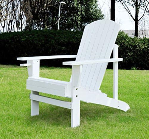 Outdoor Patio Wooden Adirondack Chair Lounge w/Cup Holder Deck Garden Furniture